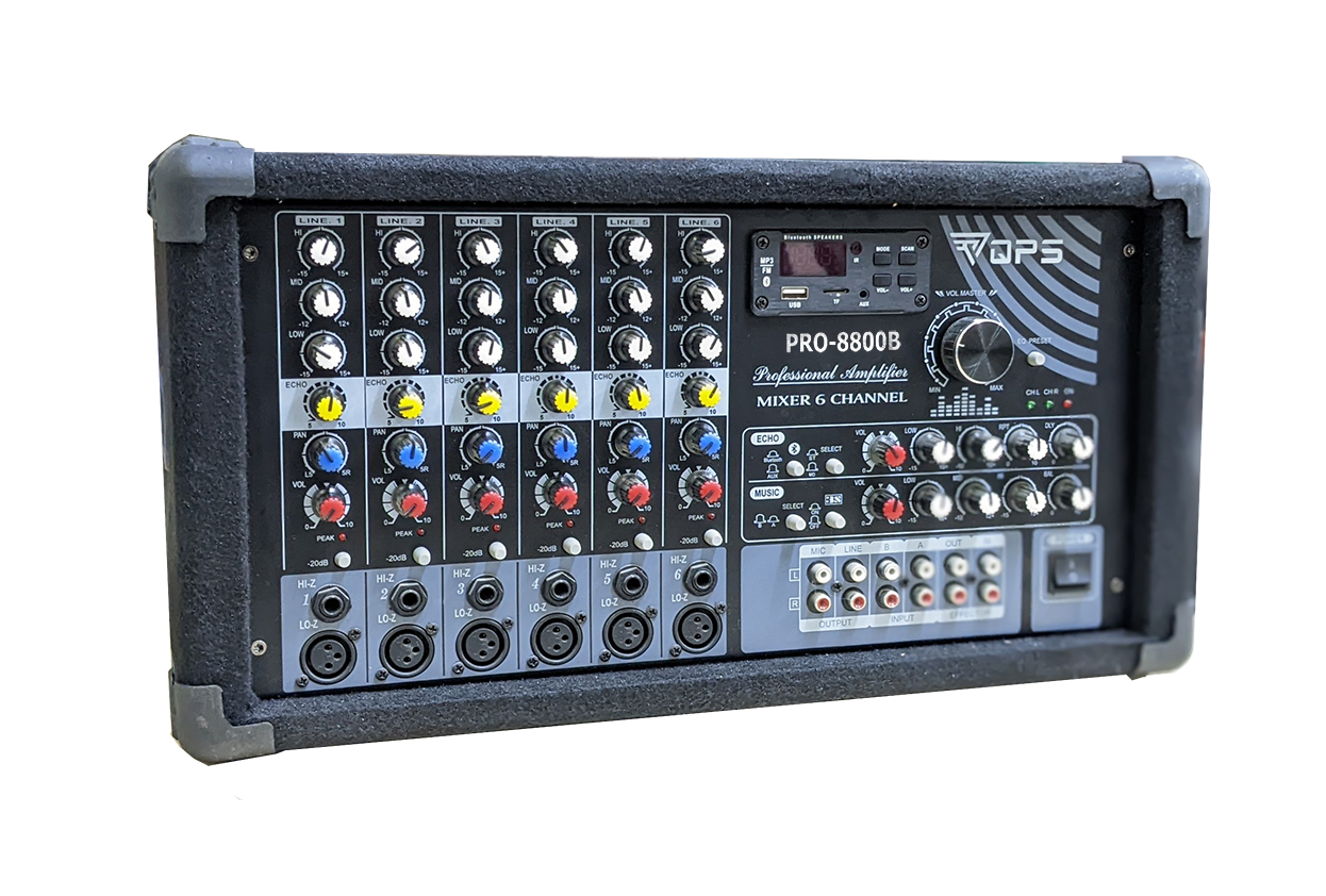 Âm ly kèm mixer 6 đường mic QPS Pro-8800B